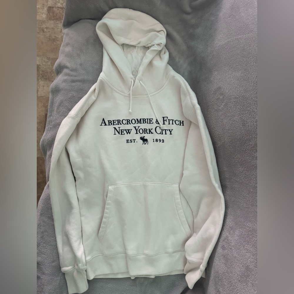 Abercrombie and Fitch white drawstring hoodie.